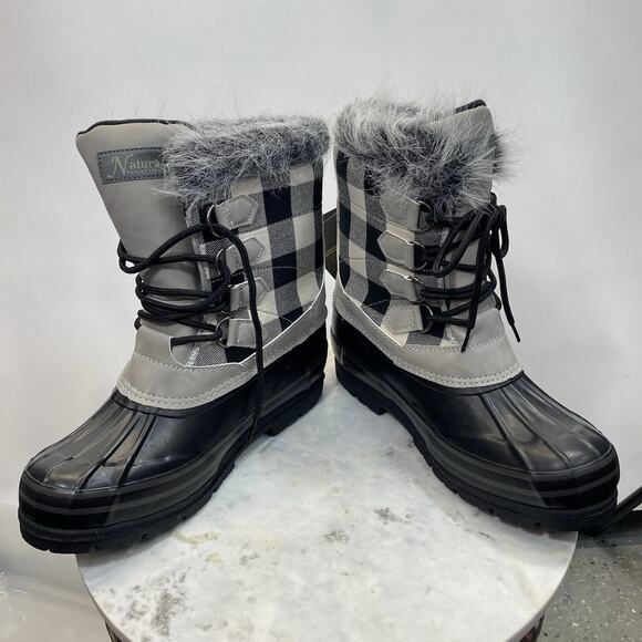 Natural Reflections Lumber Jill Pac Boots Women's 9 Gray White Plaid NWT - Picture 9 of 13
